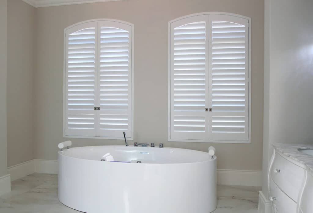 Norman White Arch Shutters Bathroom